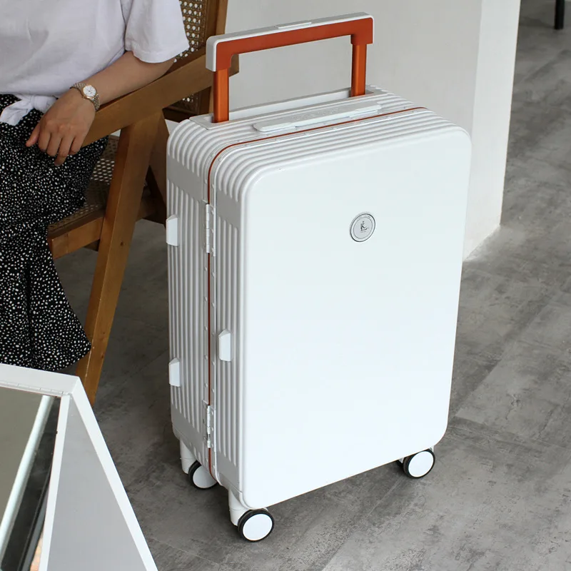 Draw-Bar Luggage Wide Fashion Aluminum Frame Universal Wheel Passenger Travel Suitcase with Combination Lock Boarding Bag