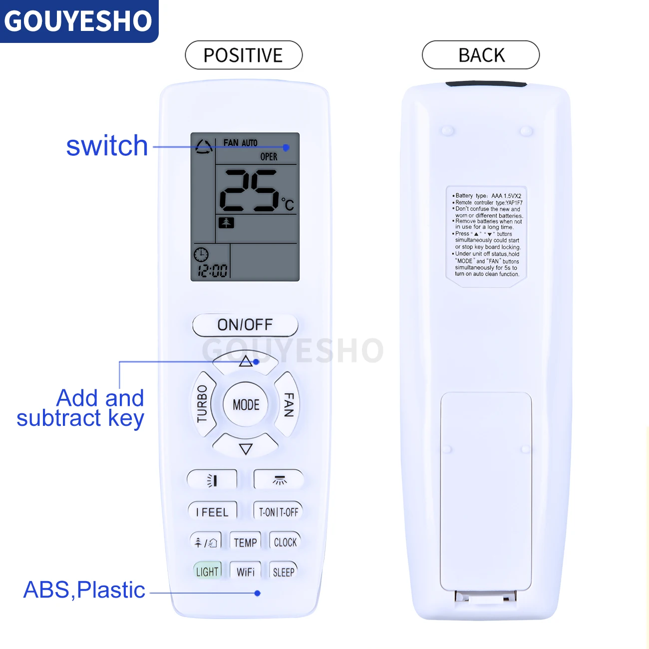 New Replacement YAP1F7 For GREE AC A/C Air Conditioner Remote Control with wifi