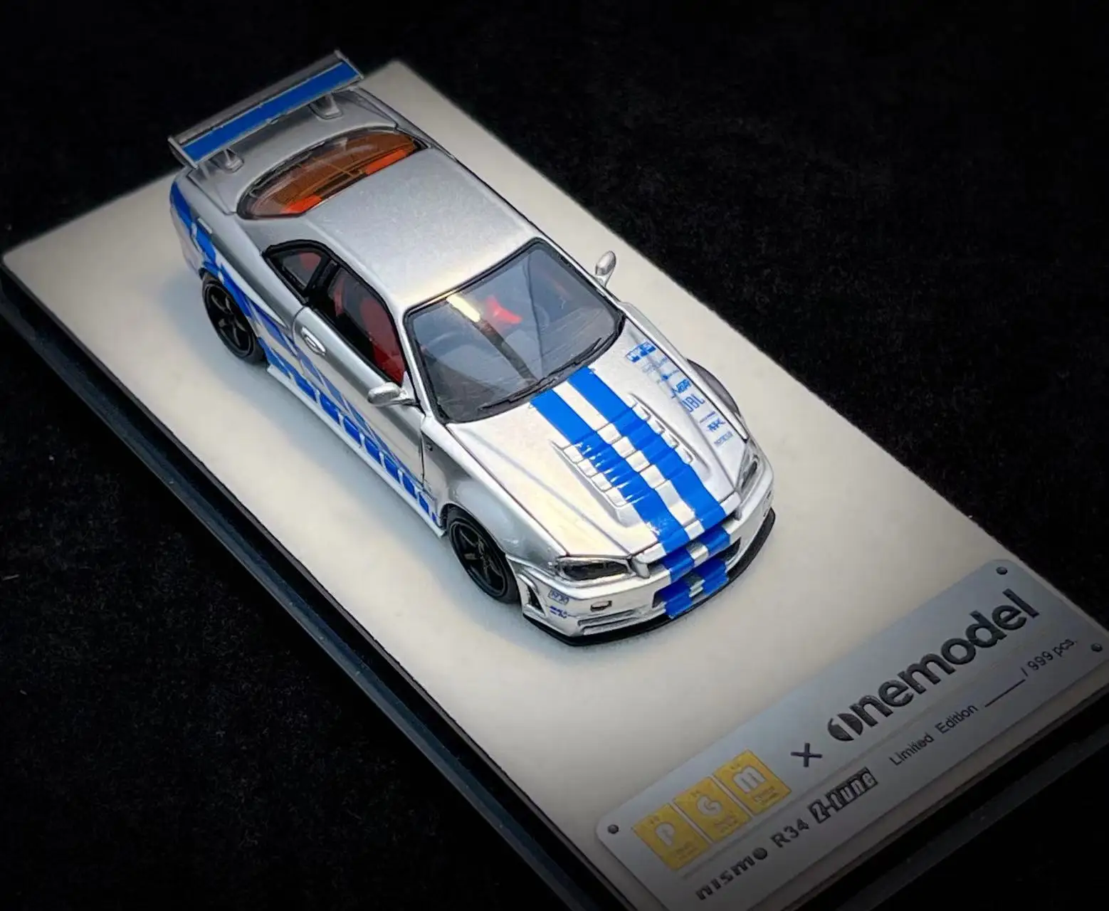 PGM & One model 1:64 R34 Z-tune Blue Silver Diecast Model Car