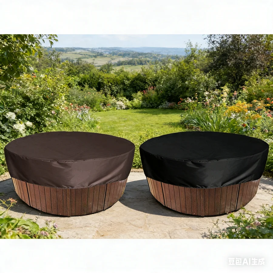 1pc Round Wirlpool Dust Cover 210*30cm Waterproof Swimming Pool Outdoor SPA Bath Cover Coffee/Black Wind/UV/Leaves Protective