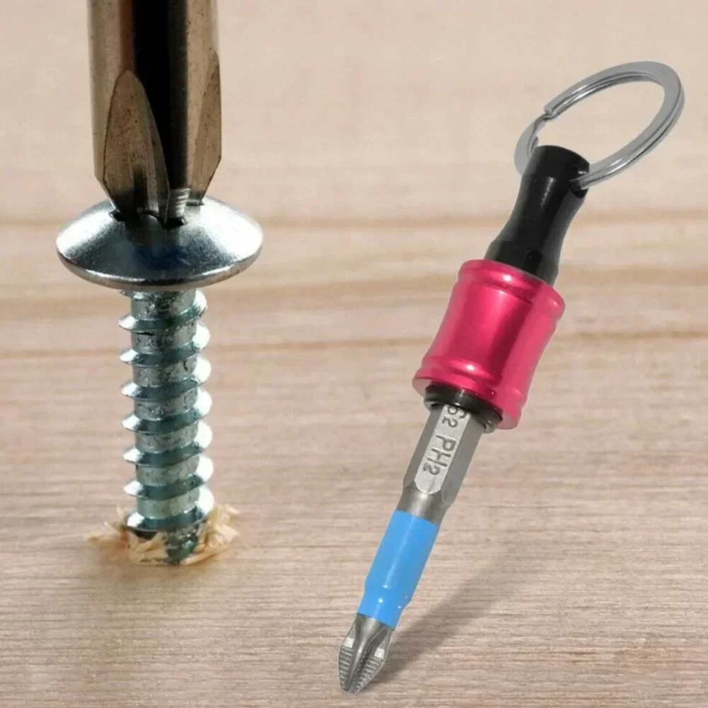 Adapter 6x Screwdriver Bit Holder 1/4 Hex Shank Aluminum Alloy Extension Bar Quick Release W/ Carabiner High Quality