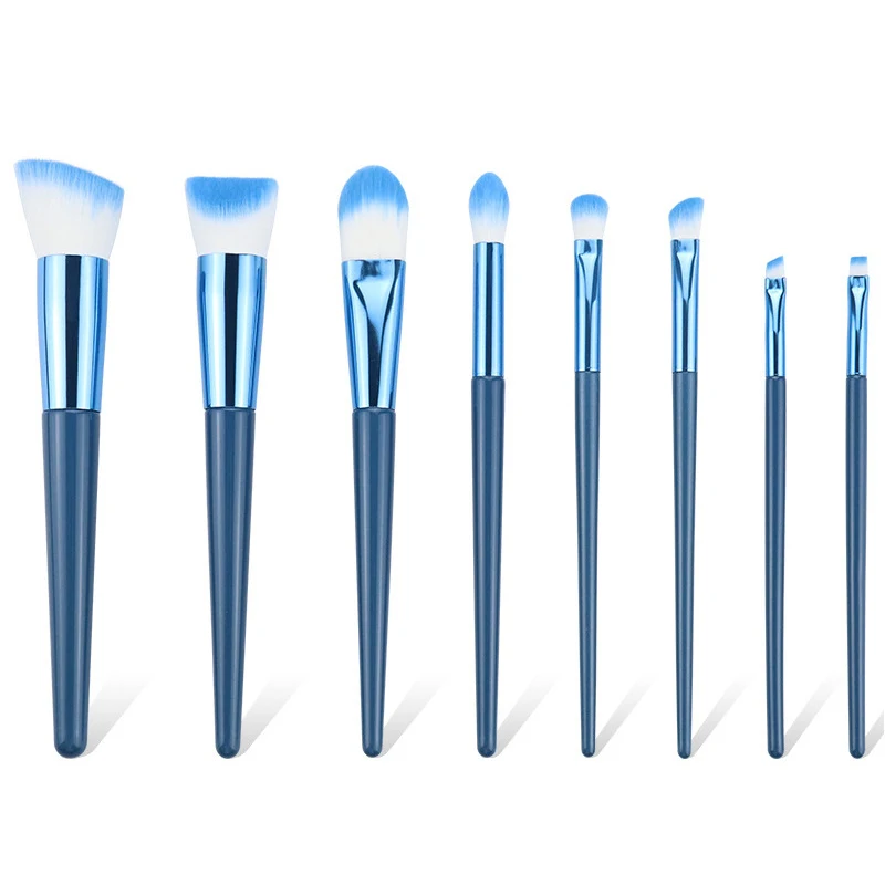 High Quality 8pcs Blue Soft Fluffy Makeup Brushes Set For Cosmetics Foundation Blush Powder Eyeshadow Makeup Brush Beauty Tool