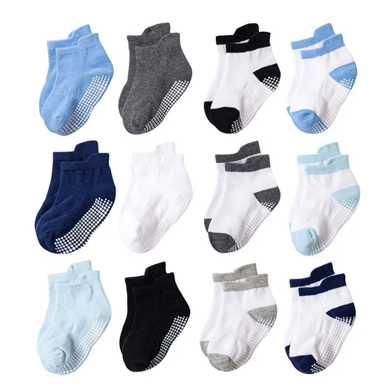 6 Pairs Kids Non-slip Floor Socks For Toddler Baby Boys Girls Indoor Activities Learn To Walk Ankle Socks