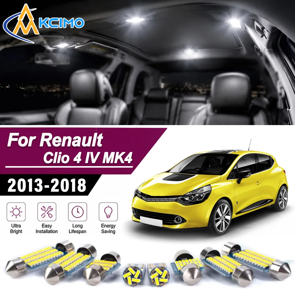 Plug And Play Canbus Error Free LED Indoor Lighting Bulbs Accessories For Renault Clio 4 IV MK4 2013-2018 Auto Interior Lights