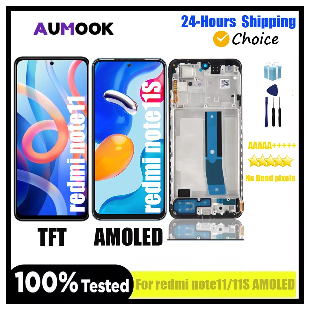 

6.43''AMOLED LCD Display For Xiaomi Redmi Note 11 Touch Screen Digitizer Panel Assembly 2201117TG 2201117SG For Redmi Note 11S