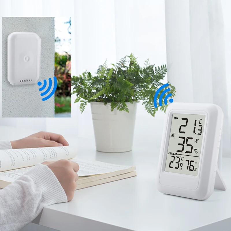 Wireless Indoor Outdoor Thermometer Hygrometer – Home Weather Station Temp-Humidity Monitor with 1 Sensor for Patio House