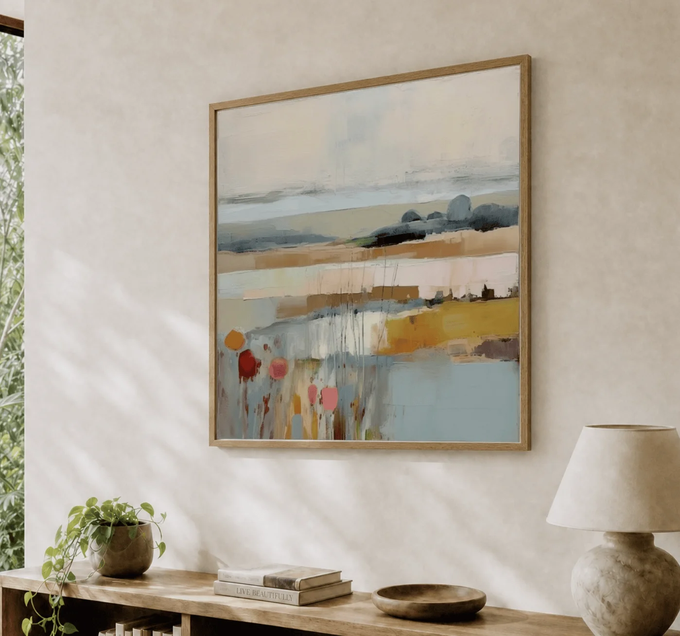 Abstract Landscape Wall Art Canvas Prints, Textured Floral Posters, Modern Decor for Living Room Bedroom Gallery Wall Decor