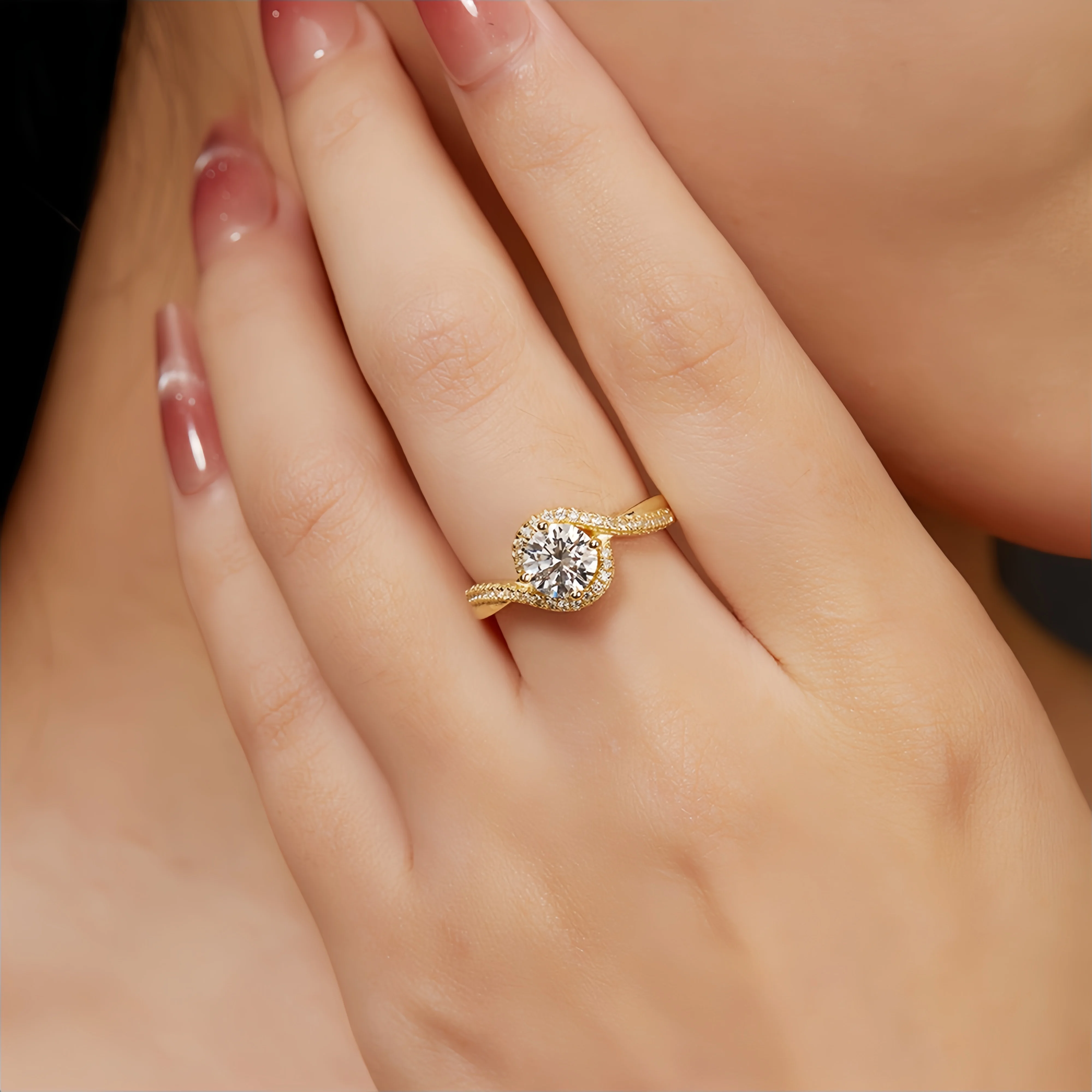 Veeie Veein العلامة التجارية الفاخرة مصمم موضة S925 فضة خاتم مويسانيتي GRA 1-قيراط خاتم الاتجاه خاتم #4