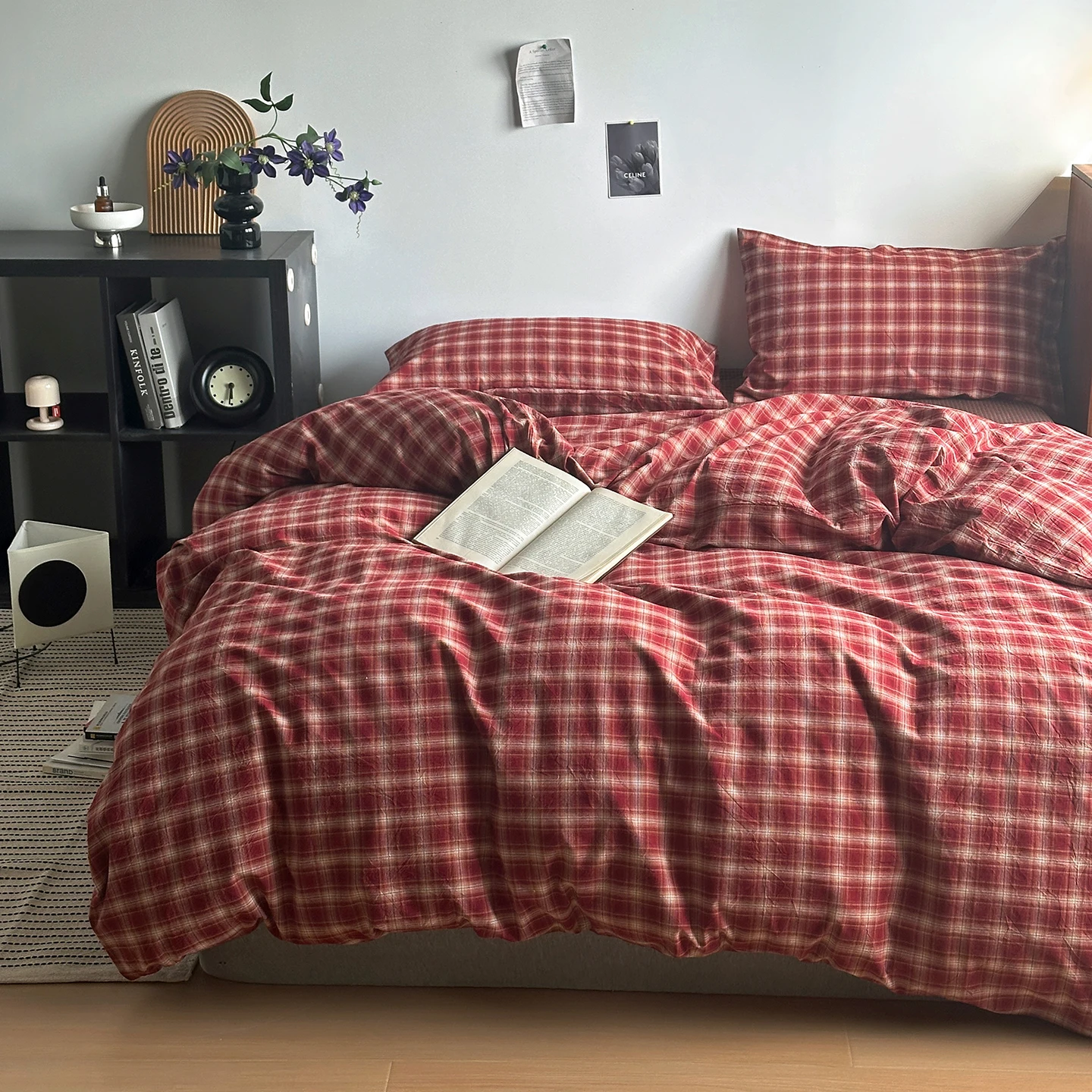 Vintage Plaid Bedding Sets 2026 Retro Aesthetic Duvet Cover Set 100% Cotton Single Twin Size Double Bed Sheet Set For Bedroom