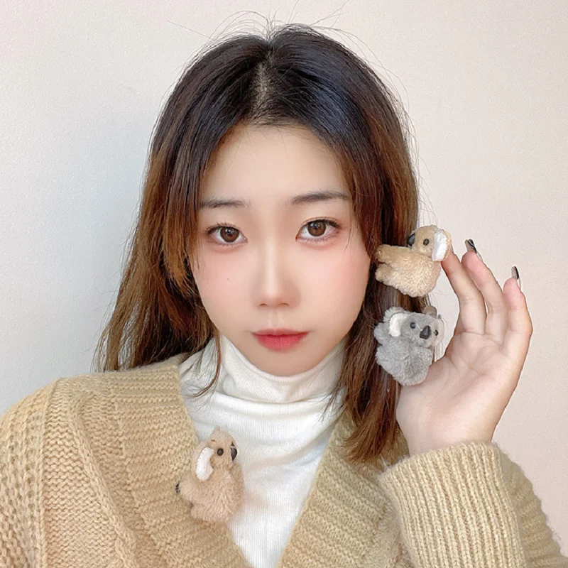 

Little Koala Hair Clip Adorable Koala Plush Hair Clip Side Bang Clip Cartoon Hair Accessory