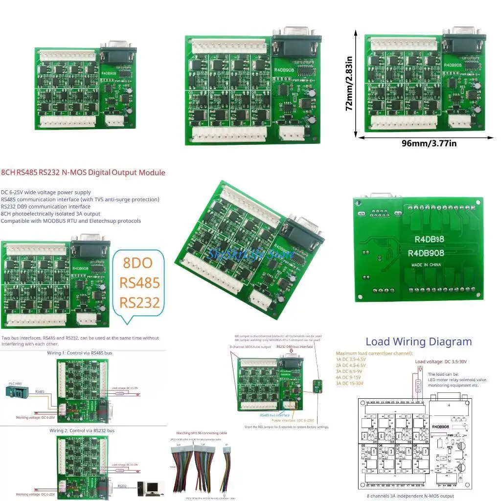 

E65E RS485 RS232 DB9 Interfaces Module 8Channel NPN Output Relays Module for LED Motor