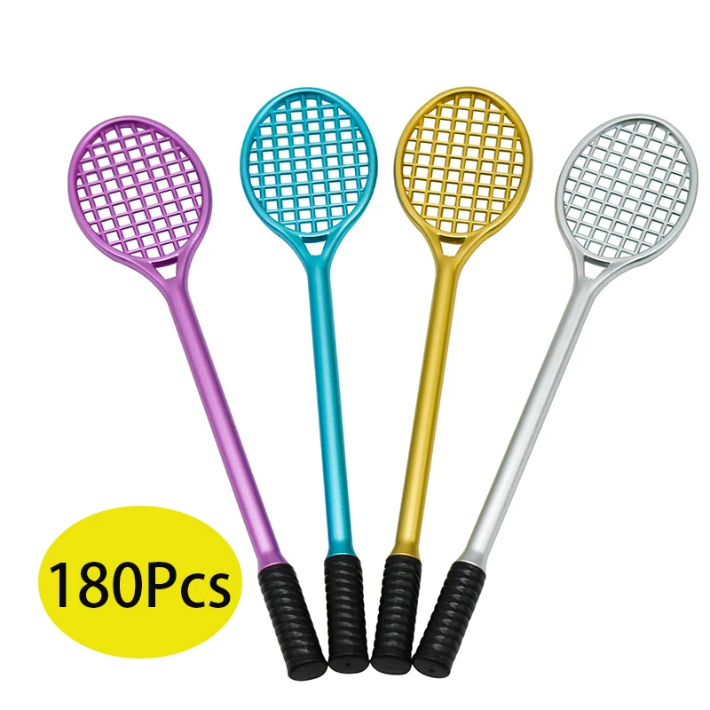 180Pcs Gel Pen Writing Point Stationery Cute Tennis Racket Modeling Badminton Racket Pen