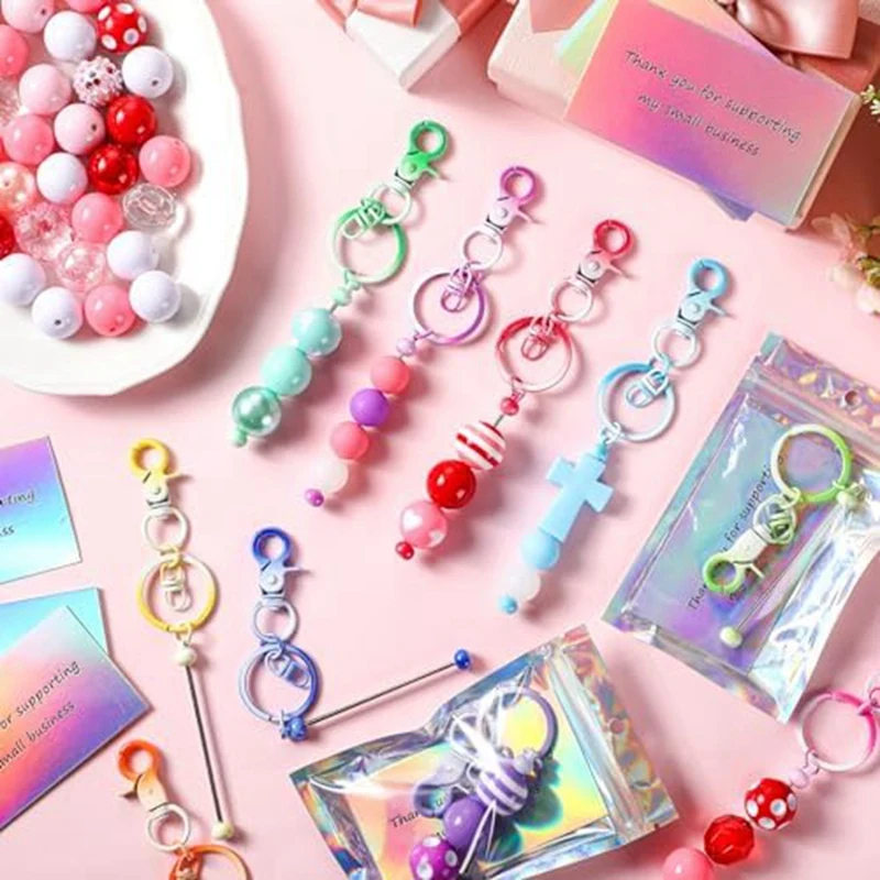 60 Piece DIY Keychain Kit Includes Craft Thanks Set Kit DIY Project Pendant Craft Jewelry, Metal