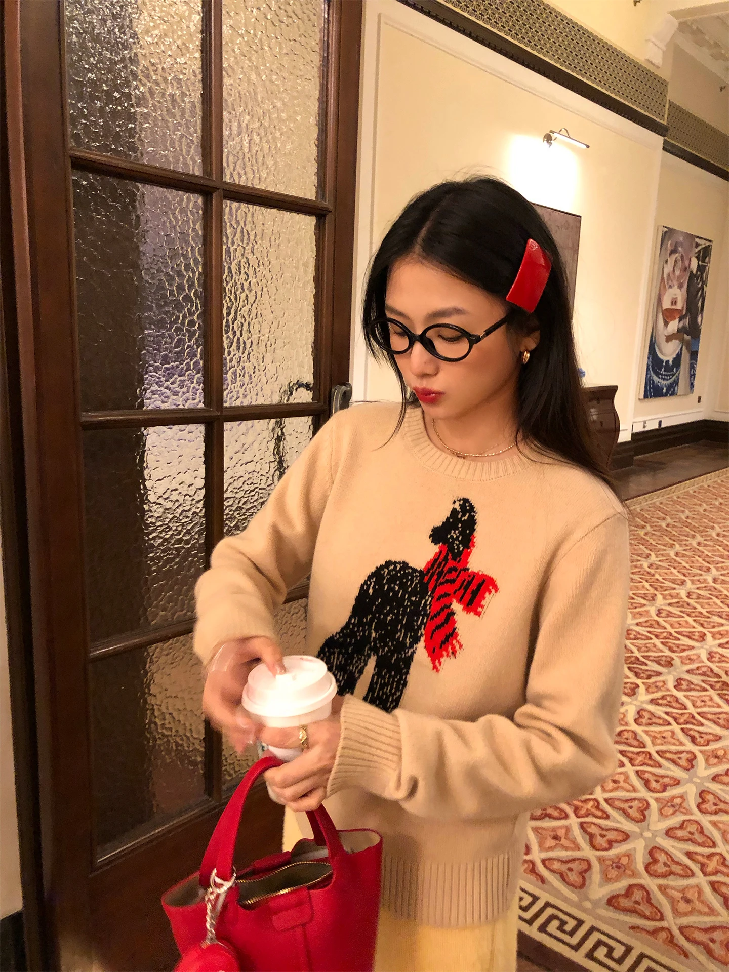 

Khaki Sweater 2025 New Design Knitted Woolen Coat for Autumn And Winter Inner Wear Outerwear Commute Style round Neck Long Sl...