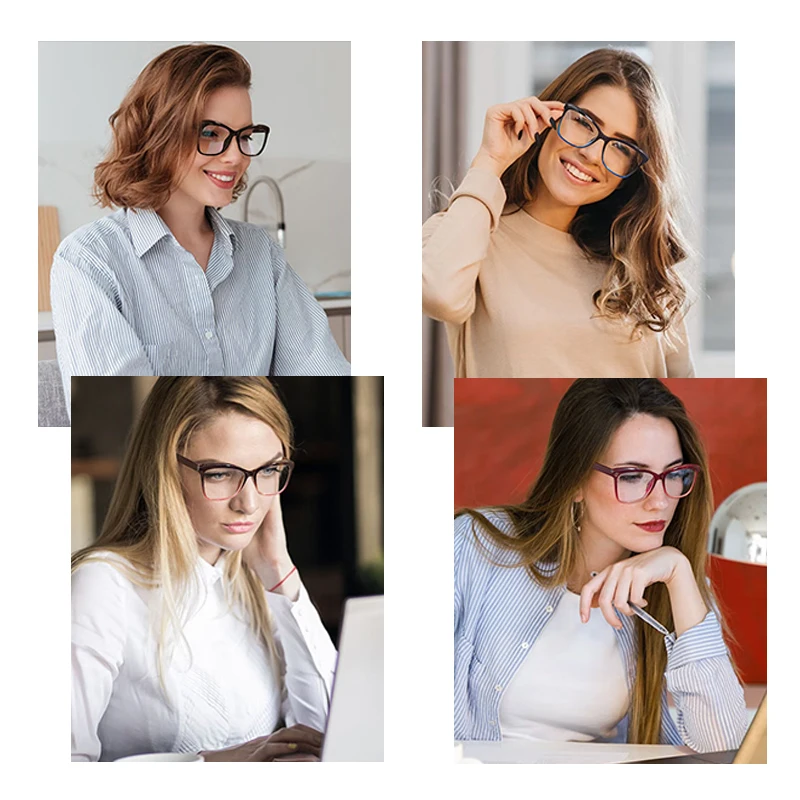 WOWSUN Retro Cat Eye Anti Blue Light Computer Glasses Women's Academy Style Frame Glasses AA162