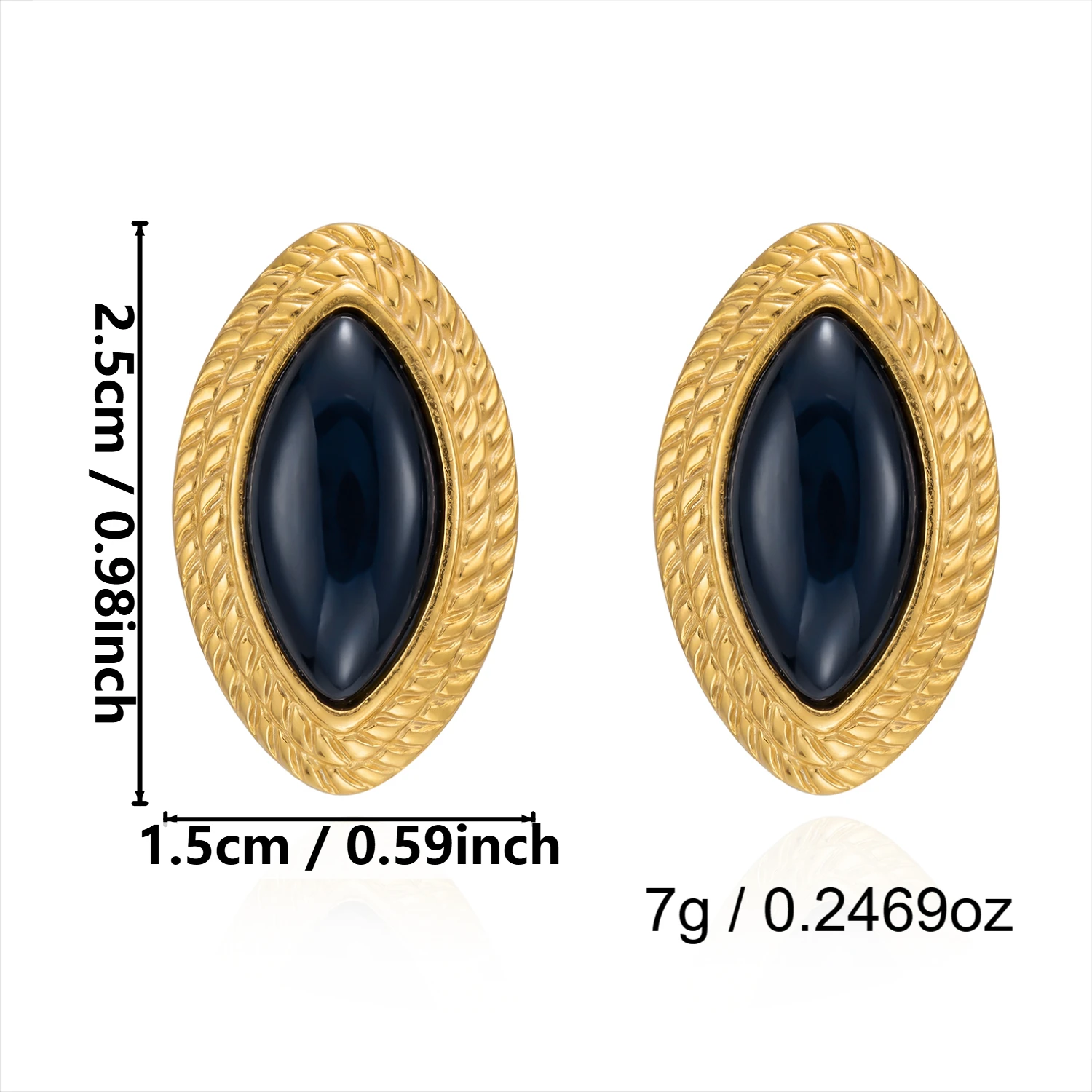 Klobige Vintage Schwarze Edelstahl-Ohrstecker für Frauen Unregelmäßige Geometrische Vergoldete Ohrringe Wasserfester Ohrschmuck – Detail 12
