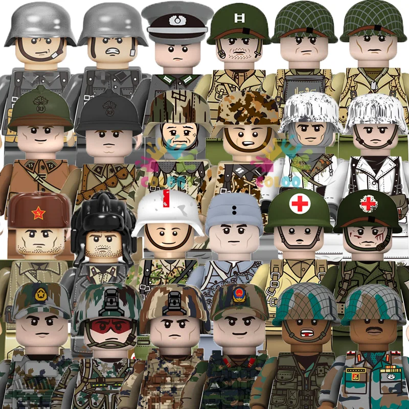 Kids Toys WW2 Military Army Building Blocks US UK Soviet China France Soldiers Mini Action Figures Toys For Kids Christmas Gifts