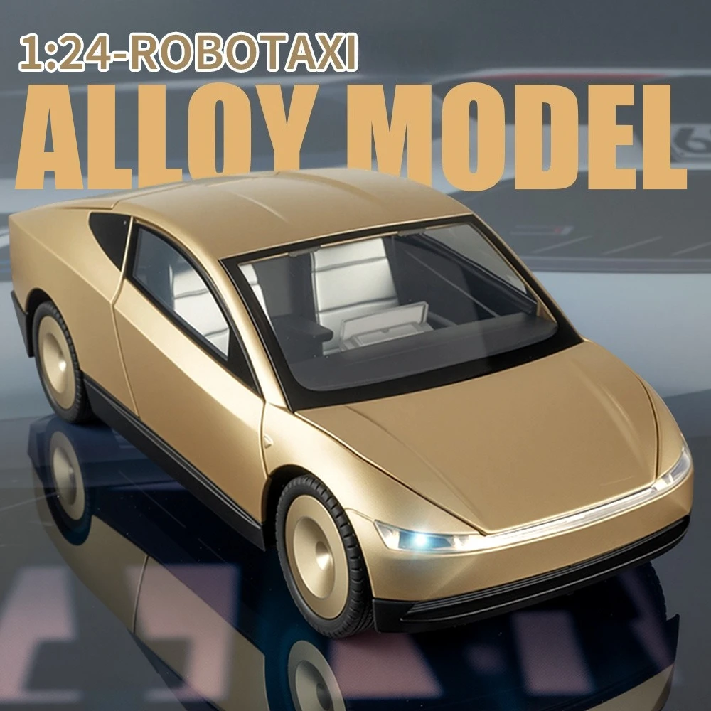 1:24 Robotaxi سبيكة سيارة Diecasts ولعبة المركبات لعبة معدنية نموذج سيارة الصوت والضوء جمع لعبة أطفال هدية