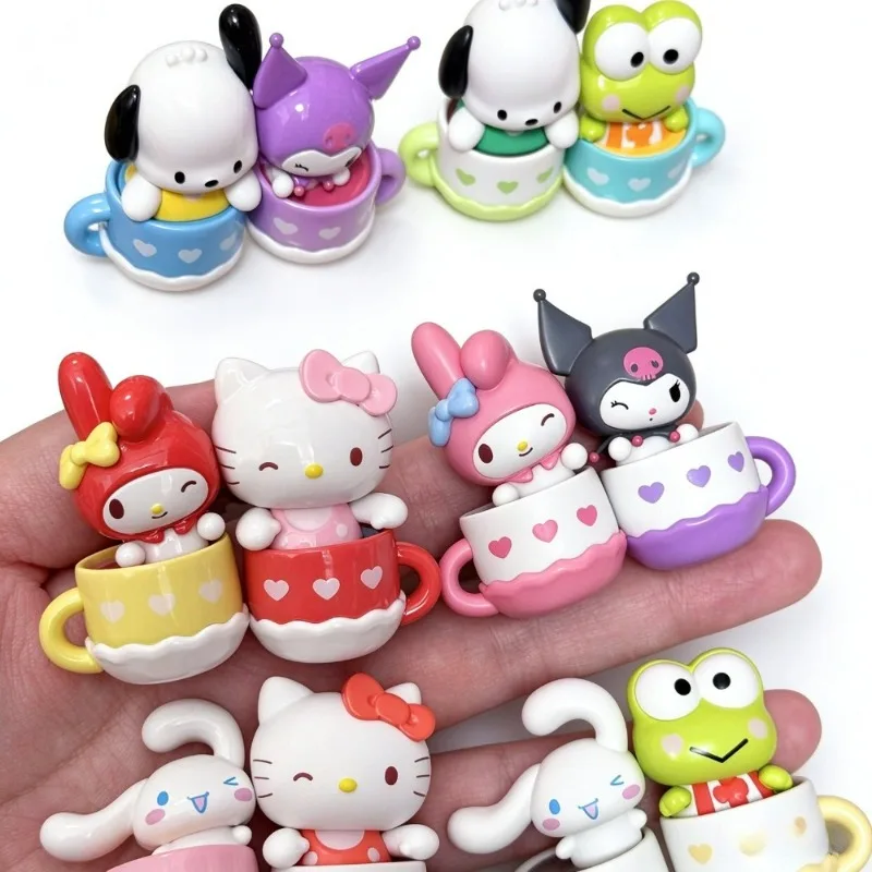 Sanrio Magnetic Cup Figure Blind Bag Hello Kitty Kuromi Collectible Kawaii Desk Car Decoration Ornament Surprise Gift For Fan