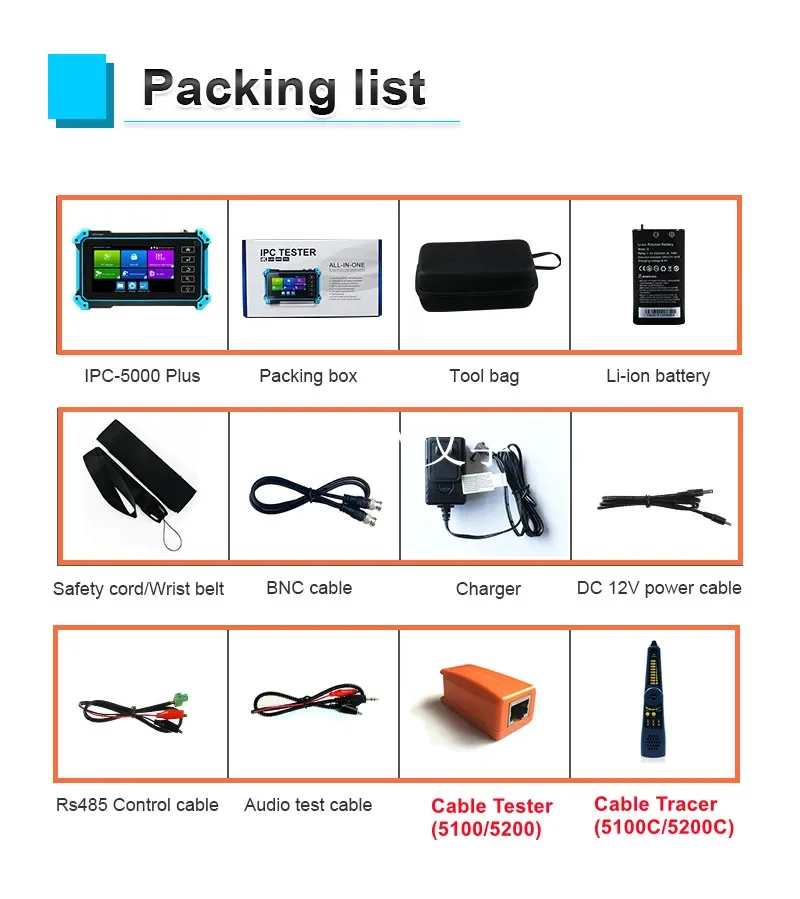 IP Camera Tester Monitor 5.4" CCTV TVI Test HDMI VGA 4K IPC 8MP 5MP AHD CVI TVI Testing Tool PoE IPC Wifi Cable Tester