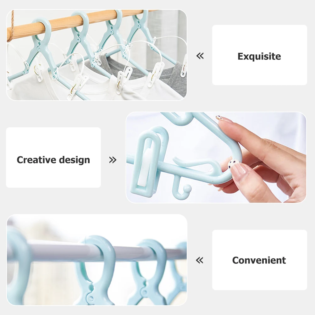 

5pcs Windproof Plastic Clothes Heavy Duty Household Multi-Function Hangers With Clips Scarf Towel Vest Underwear Hangers