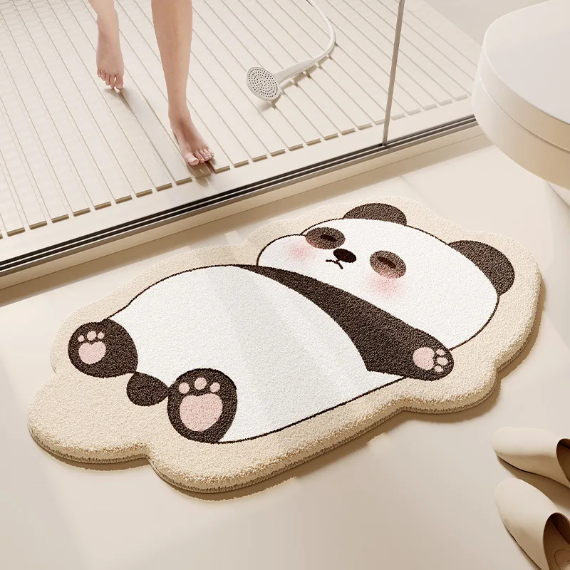 

INS Cartoon Animal Faux Cashmere Bath Mat Super Soft Absorbent Non Slip Rug for Bathroom Kitchen Kids Room Bedside Carpet