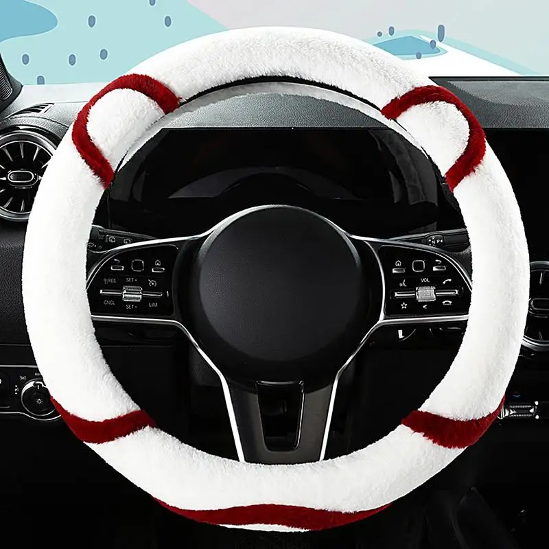 Car Steering Wheel Protector Cartoon Cute Steering Cover 15 Inch Sports Style Steering Wheel Protector Plush Anti-Skid Car