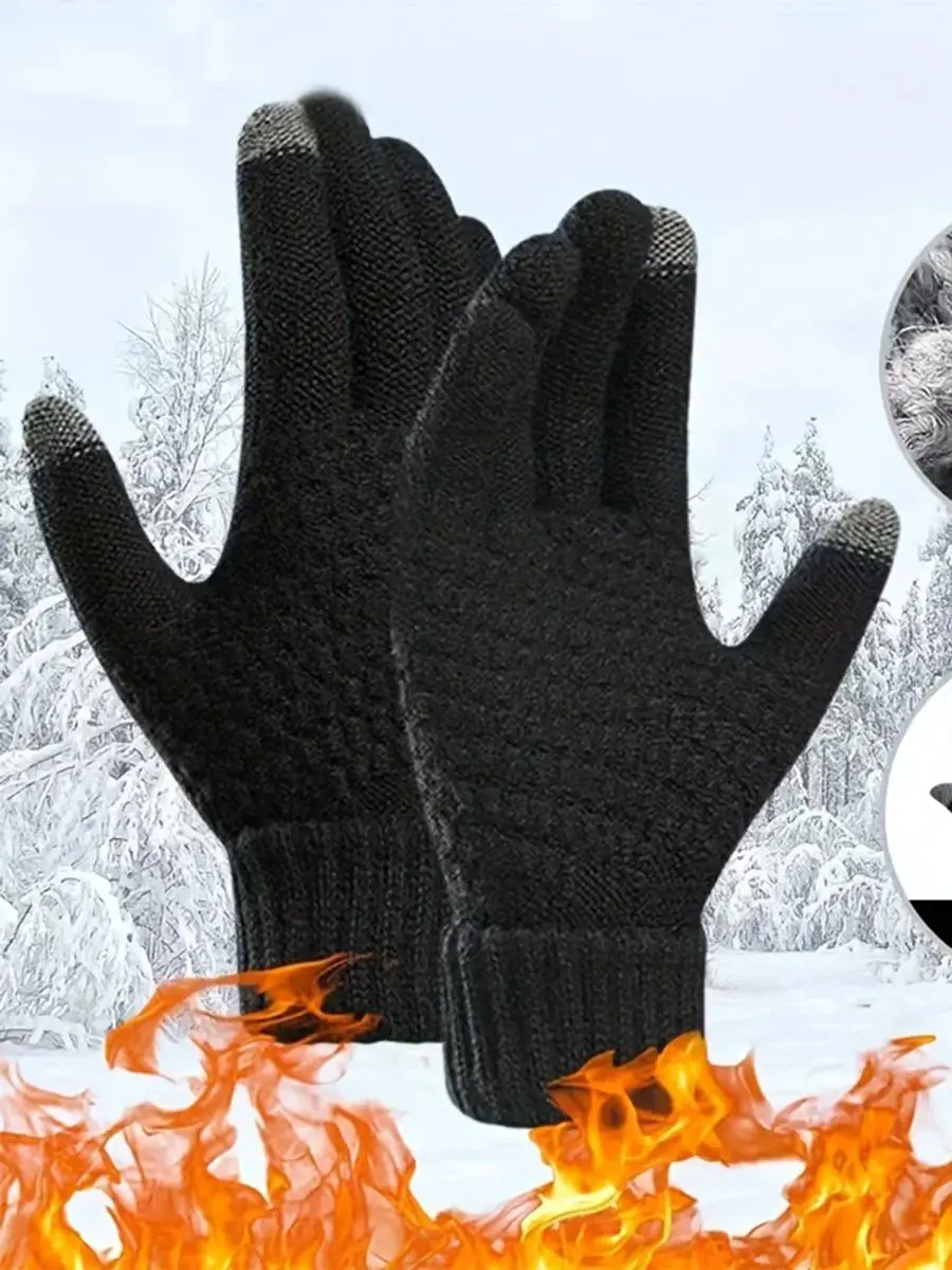 AliExpress Women Men Warm Winter Touch Screen Gloves Stretch Classical Knit Mittens Wool Full Finger Outdoor Cycling Driving Glove