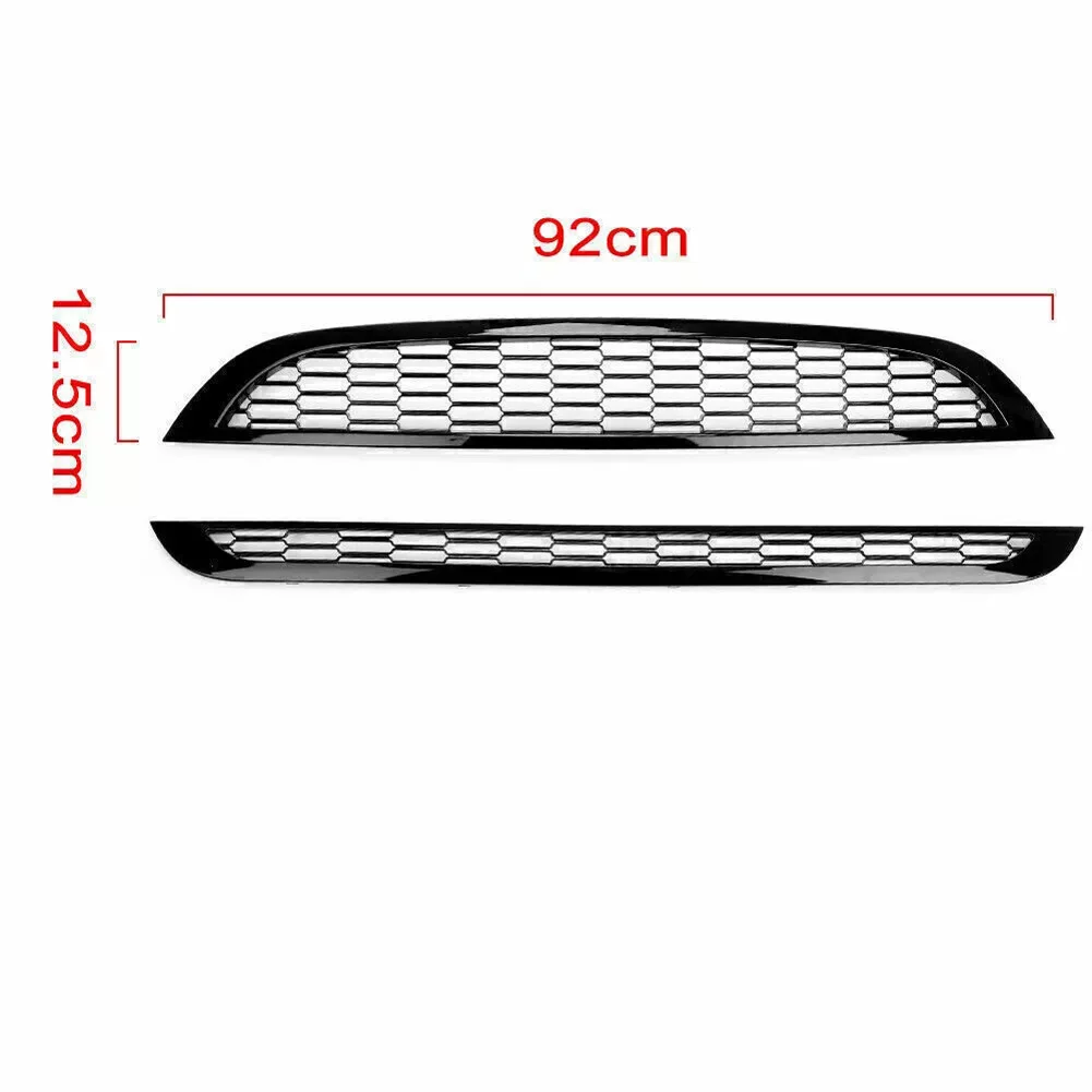 2PCS Front Upper And Lower Grills Front Bumper Hood Honeycomb Mesh Grille Guard Trim Cover Compatible With MINI COOPER R50 R52