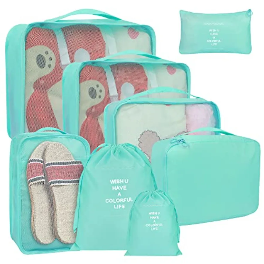 

Набор из 8 органайзеров для чемоданов: синие дорожные сумки-органайзеры для багажа с мешком для белья, компрессионным мешком для обуви и сумкой для одежды