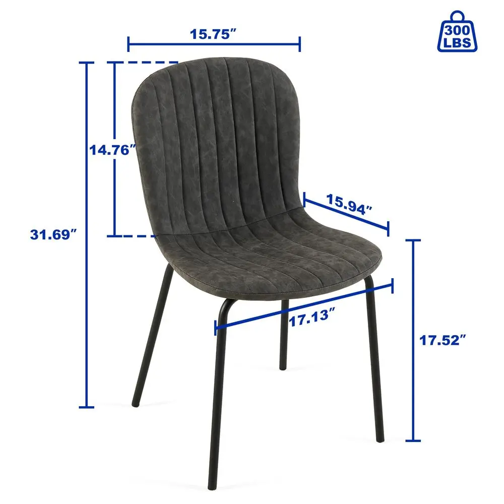 

Dining Chairs Set of 6, Modern Mid Century Faux Leather Dining Room Chairs with Black Metal Legs, Kitchen Home Living Room Rest