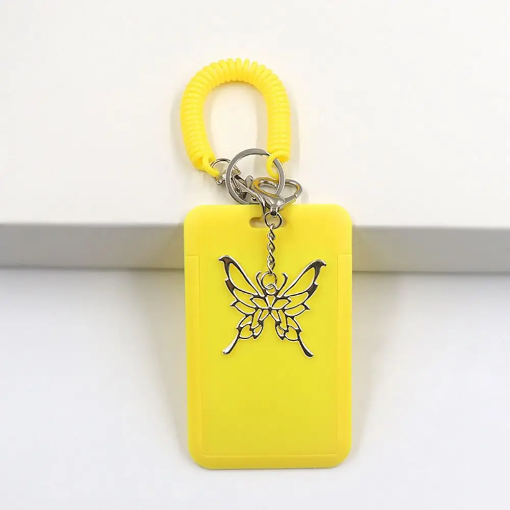 Butterfly Pendant Card Holder Photocard Sleeves Display Case Card Keychain with Retractable Lanyard ID Card Card Holder