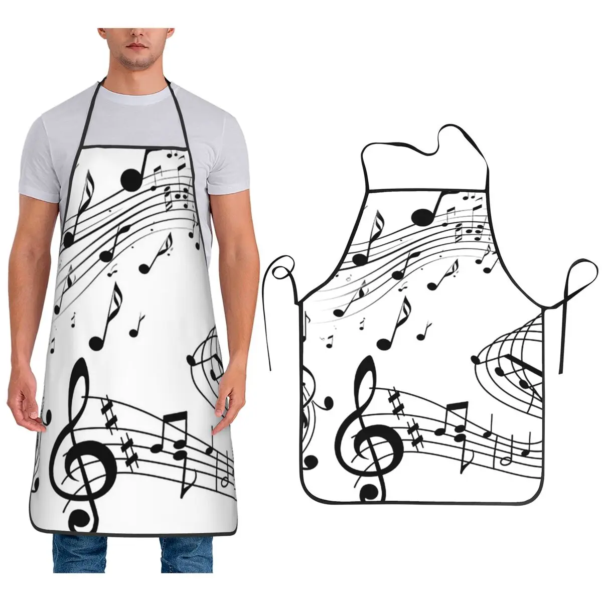 

Abstract Piano Keys With Musical Notes Apron Chef Cooking Baking Tablier Waterproof Bib Kitchen Cleaning Pinafore