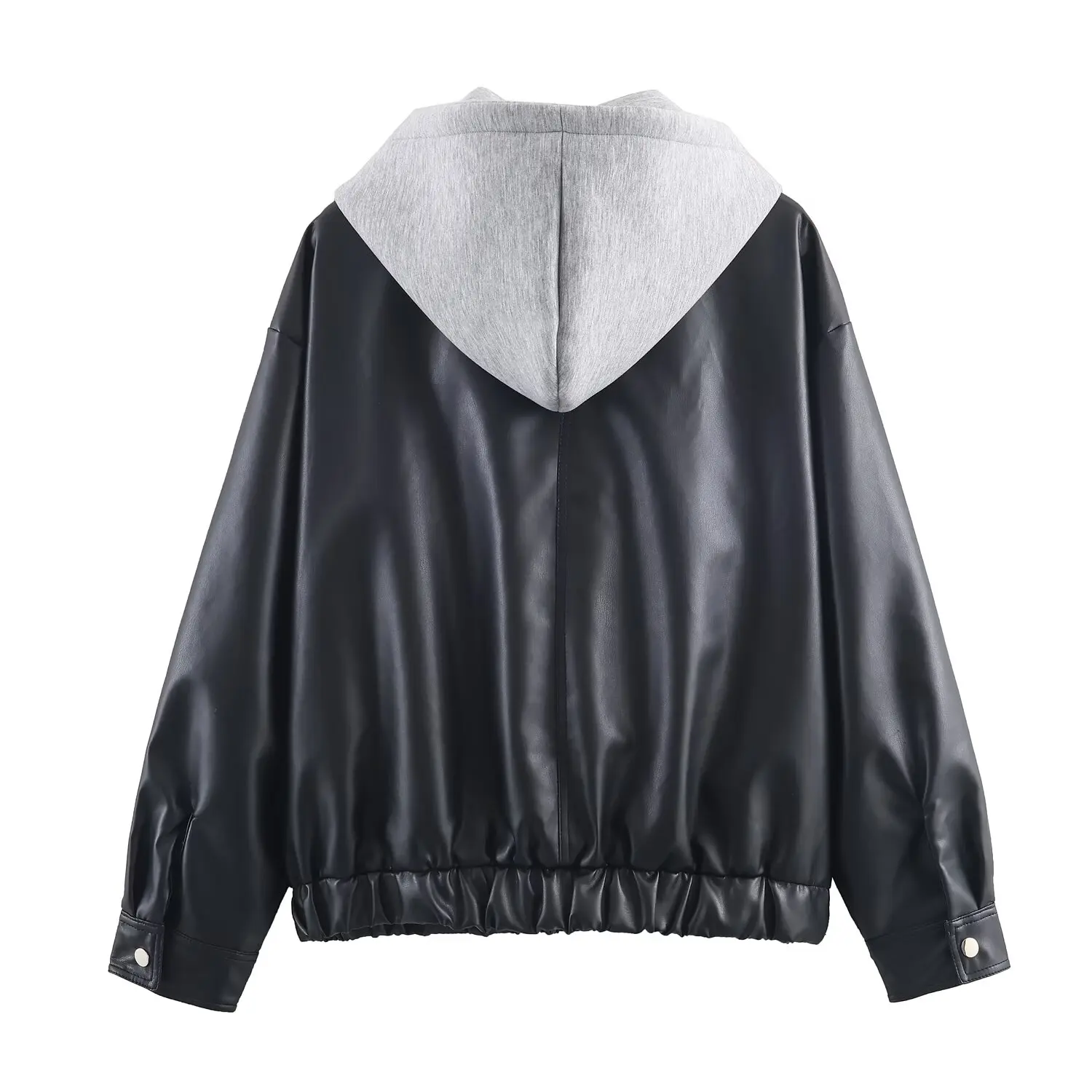 JNLEAOG Faionable Patchwork cuir effet Jaet femmes automne nouveau Design Sle sens tout-Match ort vêtements d'extérieur