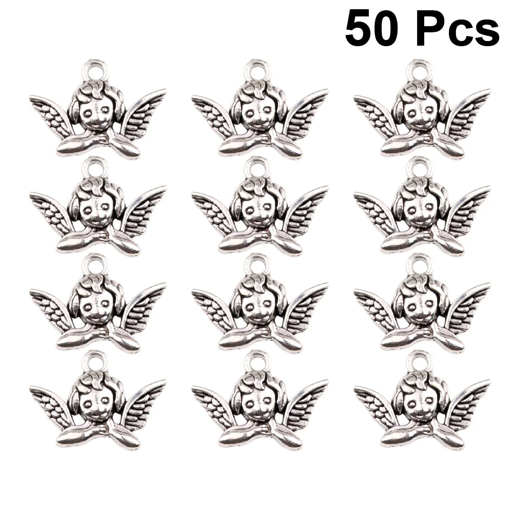 

50PCS Creative DIY Jewelry Accessory Angel Head Portraits Pendants Retro Alloy Pendant Stylish Jewelry Making Pendants for Neckl