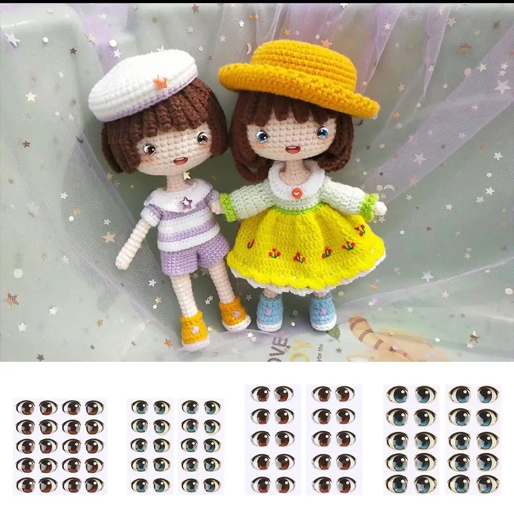 10 Pai Boy/Girl Brown/blue Decals Eye Chips Paper Anime Figurine Doll Face Organ Paster Cartoon Eyes Stickers