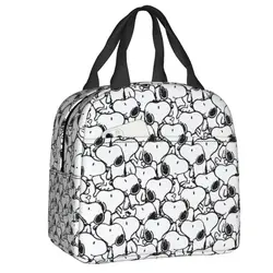 Bolsa de almuerzo con aislamiento de Snoopy de dibujos animados para mujer, bolsa de almuerzo personalizada, enfriador térmico impermeable, Bento Box, contenedor de alimentos, bolsas de mano