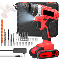 Household 3in1 Multifuctional Electric Drill Handheld Lithium Screwdriver 21V Impact Drill Brushed Motor 2 Speeds Control