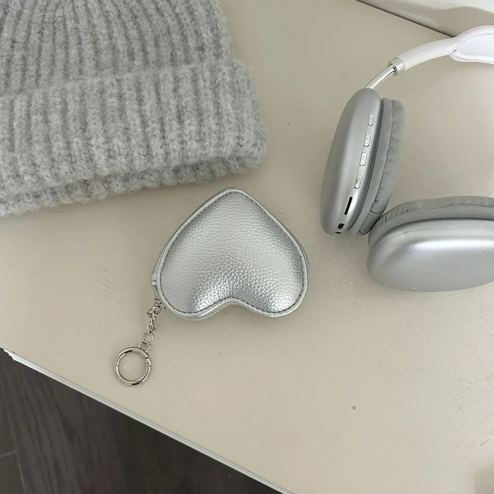 

Fashion Pendant PU Leather Coin Purse Love Card Bag Heart Shape Wallet Clutch Bag with Keychain Cute Card Holder Outdoor