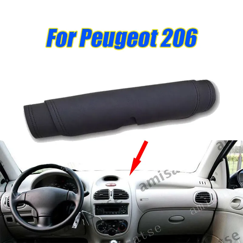 

For Peugeot 206 Leather Dashboard Dash Cover Protector Pad Mat Black