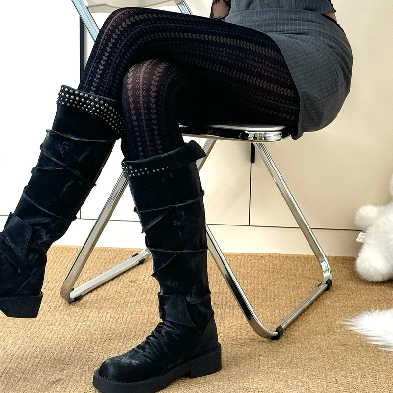 Kave 50D Heart Striped Pantyhose 2025 Autumn Winter Fashion Slim Tights Y2K Girls Lolita Fashion Stocking Leggings