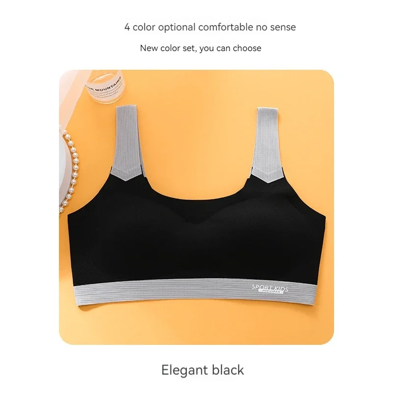 All-season Seamless Comfortable Teenage Underwear Sports Vest for Young Girls During Puberty School Students Kids Bra