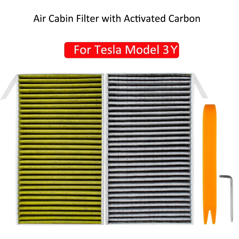 2 Pack Car Air Filter Air Conditioner Cabin Filter with Activated Carbon Replacement for Tesla Model 3 Model Y 3rd Model3