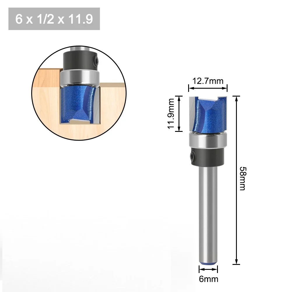 

6mm Shank Router Bit Industrial Milling Cutter Top Bearing Trimming Bit Cemented Carbide For Woodworking Accessories