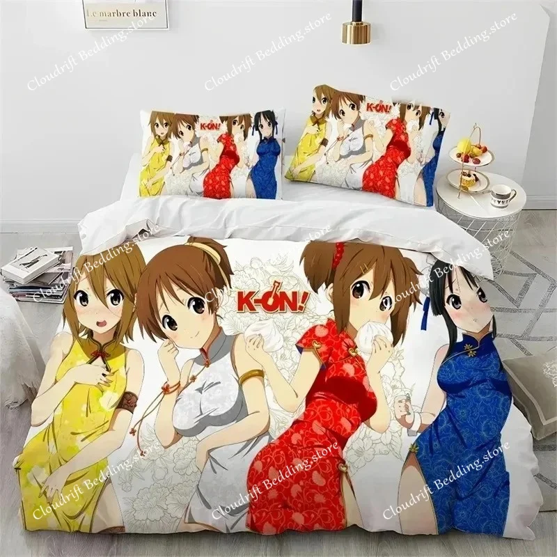 K-ON Kawaii Girls Anime Bedding Set,Duvet Cover Comforter Bed Set Quilt Cover Pillowcase,King Queen Twin Size Boys Girls Adultse