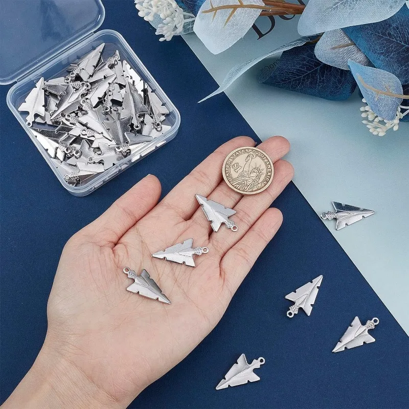 1 Box 50Pcs Arrowhead Charms 201 Stainless Steel Arrow Charm Triangle Charms for Jewelry Making Charm Necklace