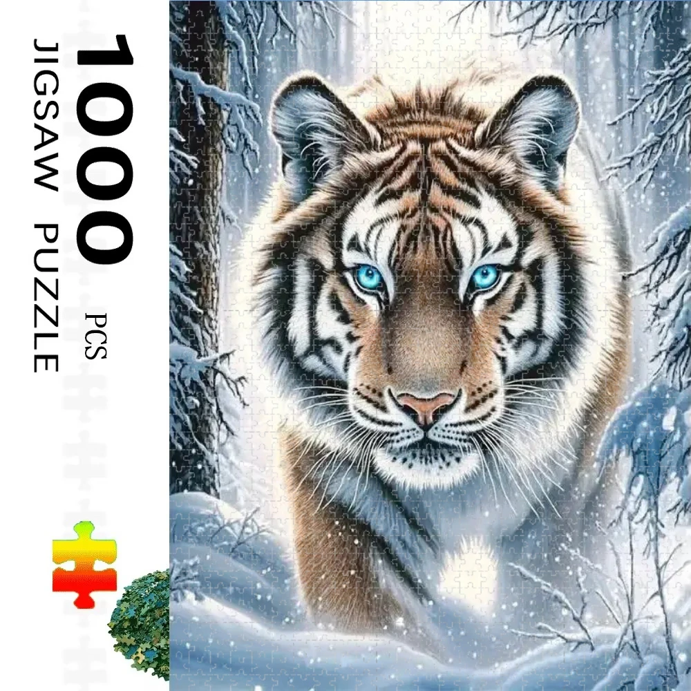 

1000pcs Adult Jigsaw Puzzle, Tiger Animal Winter Puzzle, Perfect for DIY Creative Fun with Family,Gift ，teasing Toy