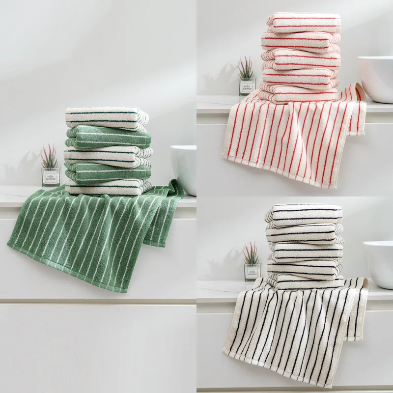 New 100% Cotton Striped Towel, Class A Pure Cotton, Minimalist Stripe Design, Universal Face Towel for Gentle Skin Care