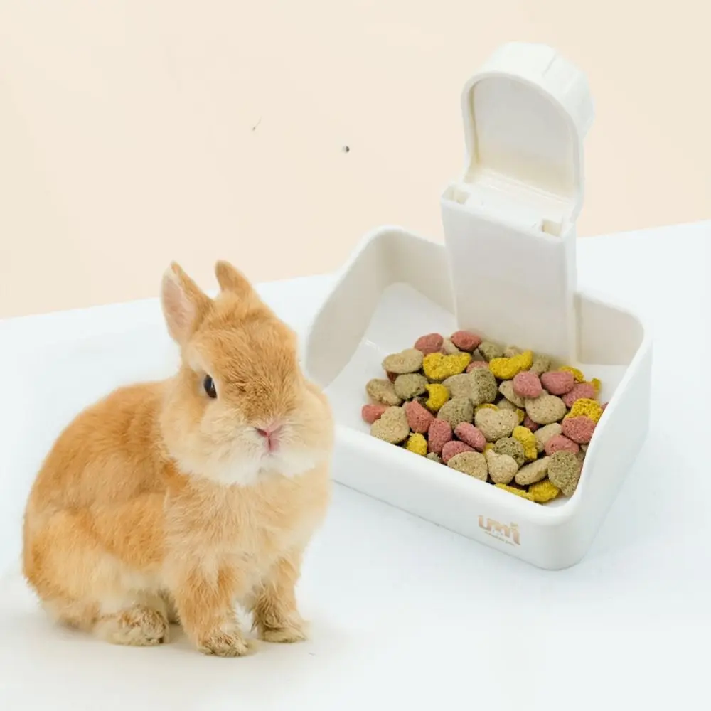 Bite Resistant Rabbit Food Bowl Sliding Rail Movement Large Capacity Rabbit Drinking Bowl PVC Wall Mounted Hanging Cat Feeder