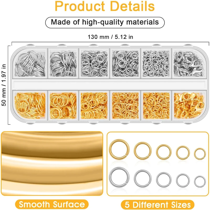 Jewelry Findings Set Repair Tools Alloy Lobster Clasp Open Jump Rings for DIY Bracelet Necklace Chain Accessories Making Supplie